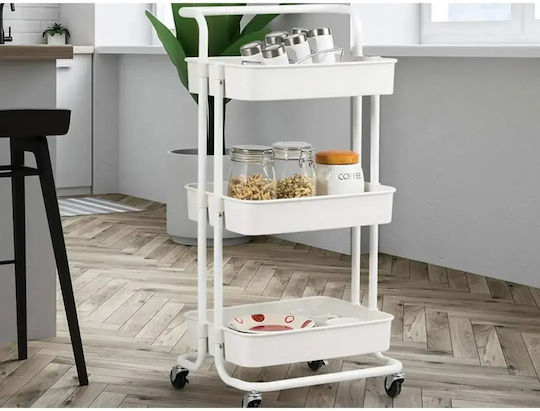 Verk Group Metallic Trolley 3-Tier White Verk Group Metallic Trolley 3-Tier White