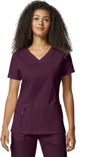 Cherokee Core Stretch Female Medical Blouse Burgundy