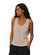 Women's Cotton Sleeveless Beige Blouse