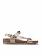 Leather Women's Flat Sandals Silver
