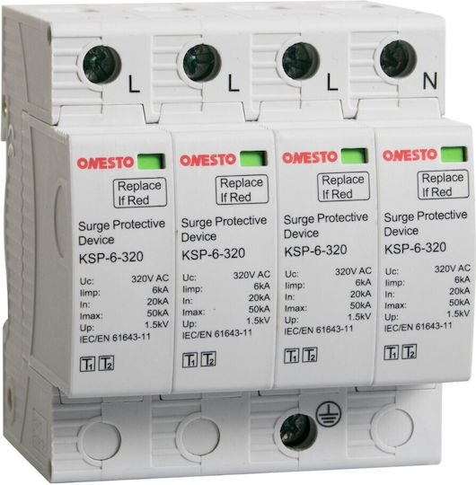 Rp-onesto Panel Lightning Protection Surge Arrester Spd 3p+N Type 1+2 50kA 275VAC Operation Indicator