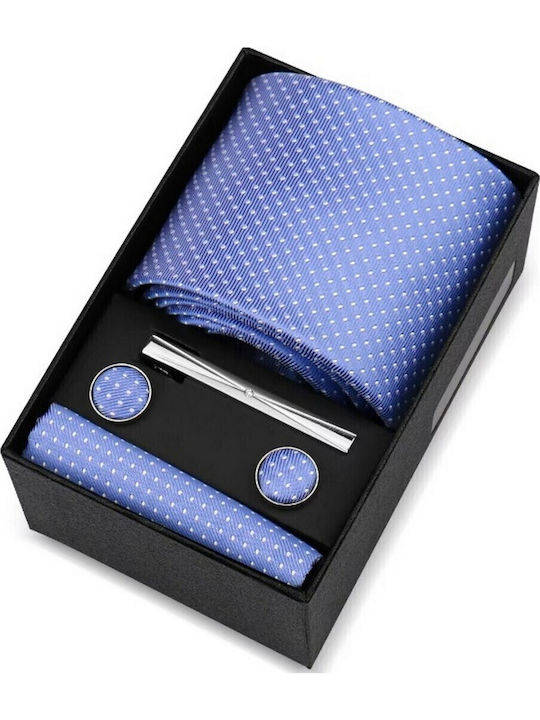 Martin & Co Set Of Men's Synthetic Printed Tie In Light Blue Color