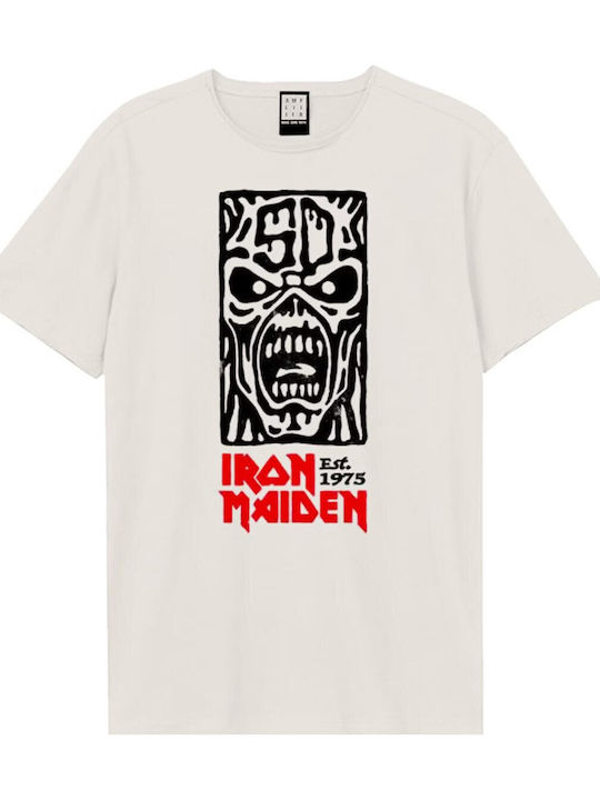Amplified Iron Maiden 50th Black & Red Totem Pole T-shirt Vintage White Unisex Zave210p599-vwh