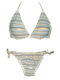 Set Bikini Triangle with Removable Padding and Brazil Striped Pattern Gold Stripes