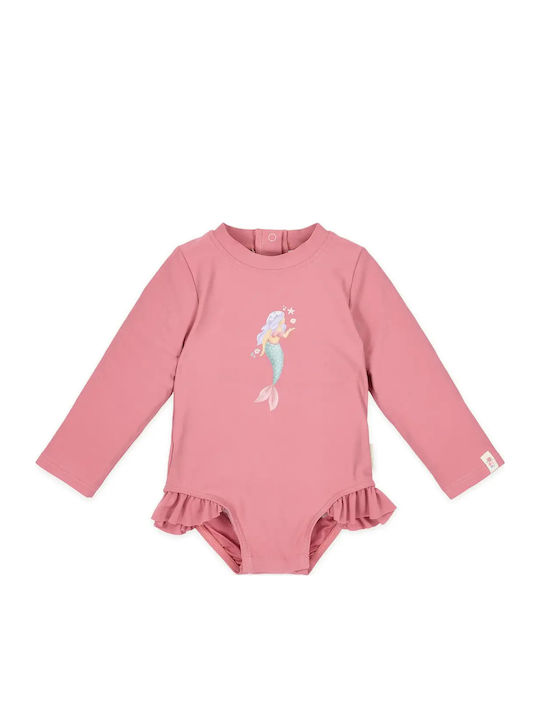 Little Dutch Kids One-Piece Swimsuit With Long Sleeve Dreamy Pink