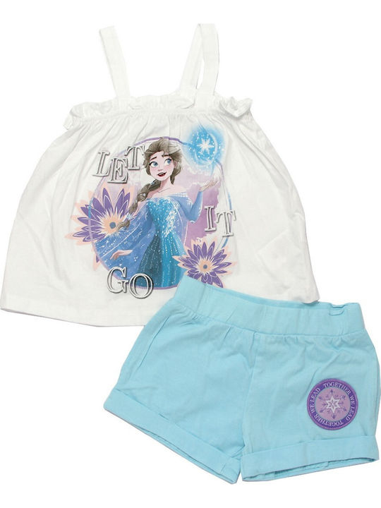 Kinderbekleidungssets mit Shorts Sommer 2Stücke Weiß/Hellblau Frozen