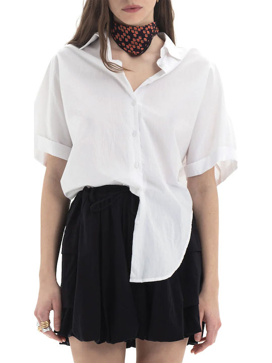 Black n Black Kurzärmeliges Damenhemd Weiß S26B3024
