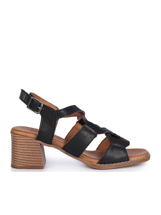 Mago Shoes Leather Black Sandals
