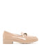 Patent Leather Women's Loafers in Beige Colour