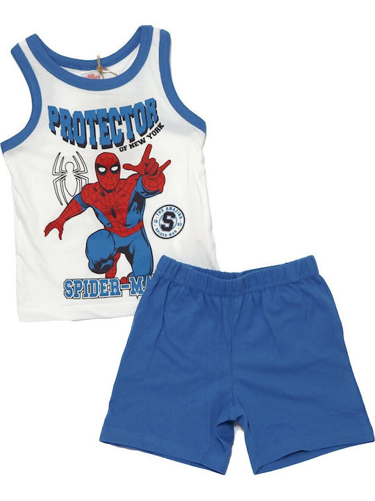 Marvel Pijamale Copii Vara Albă/Albastră