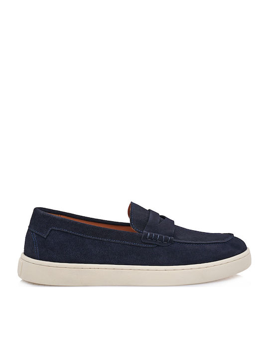 Renato Garini Leather Men's Moccasins in Blue C...