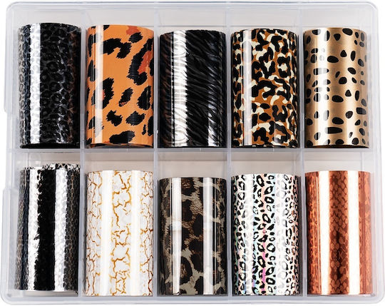 Luxorise Set Folii Transfer Design Pentru Unghii #47 Imprimeu Animal 10 Bucăți