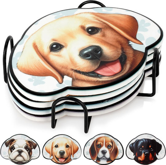 Excellent Houseware Coasters Σουβέρ Μεταλλικό με Βάση Μπεζ 4τμχ