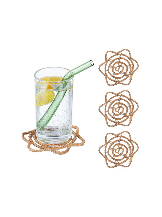 Relaxdays Σουβέρ Ξύλινο Μπεζ 10cm 4τμχ
