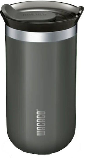Wacaco Thermos Glass Stainless Steel / Plastic BPA Free 300ml Gray Wacaco Octaroma Lungo Dim Grey WCCLNGR with Mouthpiece