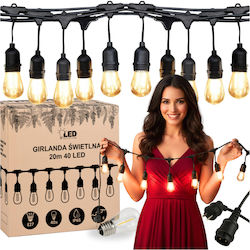 Led Solution Luminiță Garland LED Etanșă 20m cu 40 Becuri