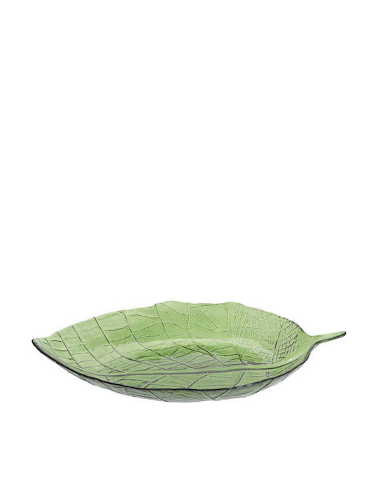 Zaros Διακοσμητική Πιατέλα Γυάλινη Πράσινη 36x25x4εκ.