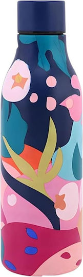 Queen Mother Blue Floral Art Edition Kids Water Bottle Thermos Stainless Steel Blue 500ml