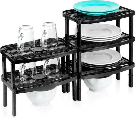 Vilde Rack de Vase de Cabinet din Plastic în Culoare Neagră 22x31x14.5cm 5 Bucăți Vilde Rack de Vase de Cabinet din Plastic în Culoare Neagră 22x31x14.5cm 5 Bucăți