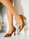 Leder Pumps mit Hohem Absatz Braun