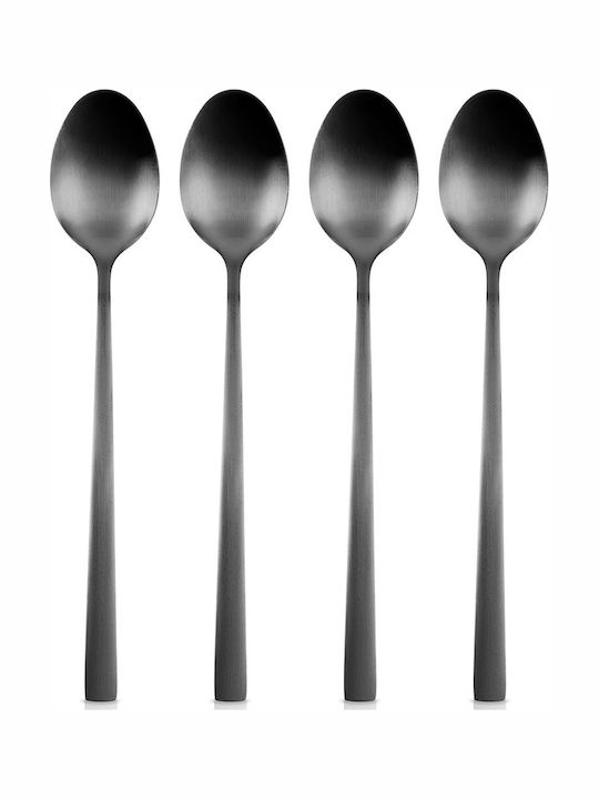 Excellent Houseware Set Of Black Stainless Steel Coffee Tea Spoons 4 Pieces