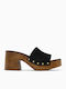 Suede Damen Pantoletten mit Hoch Absatz in Schwarz Farbe