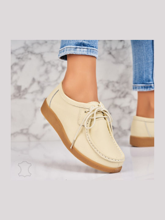 Reverse Oxfords Pentru Femei Din Piele Bej