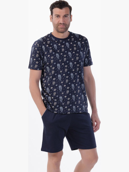 MEI Summer Men's Pyjama Dark Blue