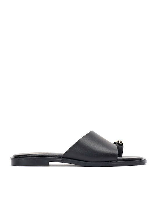 Leather Women's Flat Sandals Black