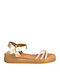 Leather Women's Flat Sandals Bronze