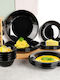 Vilde Black Glass Dinnerware Set 24pcs