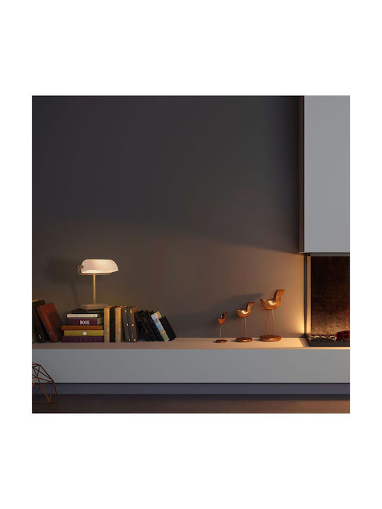 Relaxdays Lampă de Masă din Sticlă cu Abajur Alb și Bază