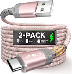 Set 2 Jsaux Usb-a To Usb-c Cables 2m Length Fast Charging Up To 3a E-marker Chip Safe Charging Ideal Charging Data Sync Wide Compatibility Pink Set 2 Jsaux Usb-a To Usb-c Cables 2m Length Fast Charging Up To 3a E-marker Chip Safe Charging Ideal Charging Data Sync Wide Compatibility Pink