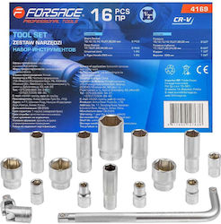 Set 15 Werkzeug Stecknüsse 10-36 Mm Cr-v Knopf Set 15 Werkzeug Stecknüsse 10-36 Mm Cr-v Knopf