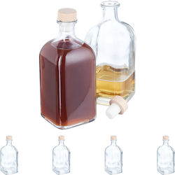 Set 6 Glass Bottles Relaxdays 500 Ml 18x7.5x7.5 Cm Transparent Cork Lid
