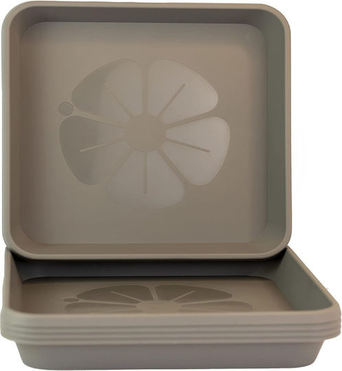 Farfurie Pentru Floare Din Plastic Gri 34x34cm Set 5 Buc B09526P3BF