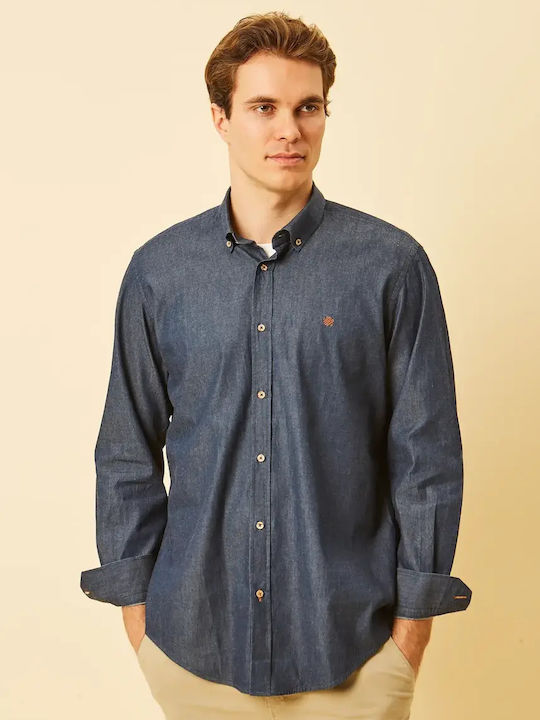 Long Sleeve Denim Shirt Blue