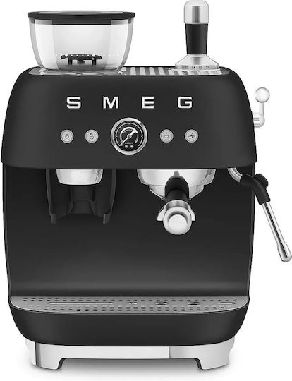 Smeg Automatische Espressomaschine 1650W Druck 20bar für Cappuccino mit Mahlwerk Schwarz EGF03BLMEU