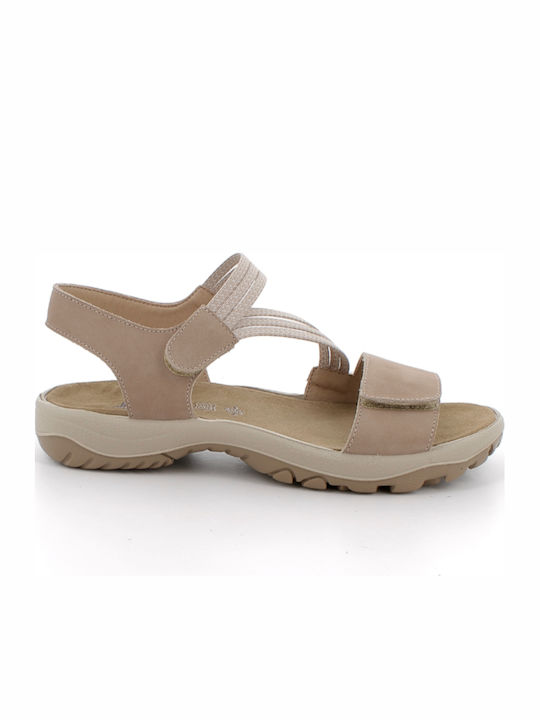 Imac Leder Flache Sandalen Für Damen Beige