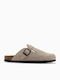 Δερμάτινες Χειμερινές Γυναικείες Παντόφλες Γκρι