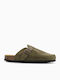 Leather Winter Women's Green Slippers