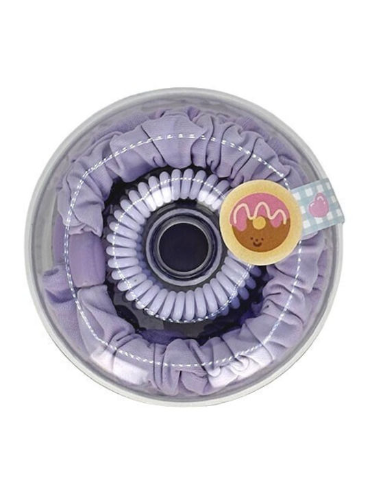 Bread Cat Box Kids Hair Ties Set 8 Pieces Purple