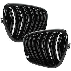 BMW X3 F25 11-14 Kühlergrill Zwischen Scheinwerfern Nieren Links + Rechts Set Schwarz Glänzend Doppelstange BMW X3 F25 11-14 Kühlergrill Zwischen Scheinwerfern Nieren Links + Rechts Set Schwarz Glänzend Doppelstange