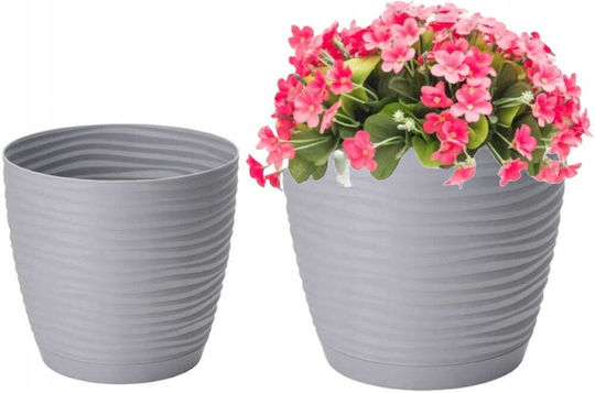 Form Plastic Ghiveci De Flori Plastic Gri Cu Farfurie 147x136cm