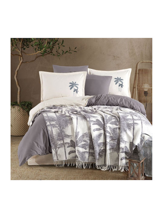 Clasy Home Подредба Пликове За Завивки 200x220см Двойна с 4 Калъфки За Възглавници & 1 Чаршаф Сив