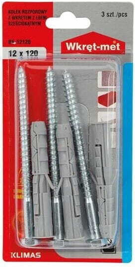 Expansion Plugs 12x120mm Hexagon Head Screw 3 Pcs