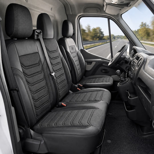 Комплект Калъфи За Автомобилни Седалки Universal Panda 2+1 Ткан Eco Кожа Mercedes-benz Sprinter 2006 2017 Черен