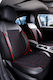 3D Leather Car Seat Covers Streetech Carbon Black Red Stitching