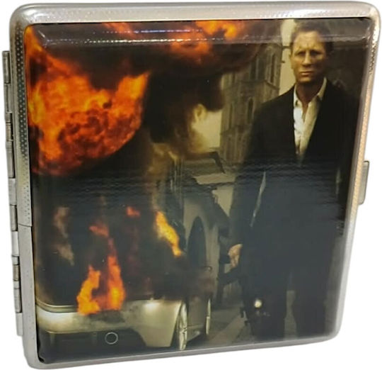 Metallische Zigarettenschachtel Thema James Bond 10x10x1,5cm 43330-1