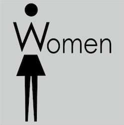 Σήμανση Αυτοκόλλητη Wc Γυναικών-women Ασημί-μαύρο 15x15εκ Πλαστικό